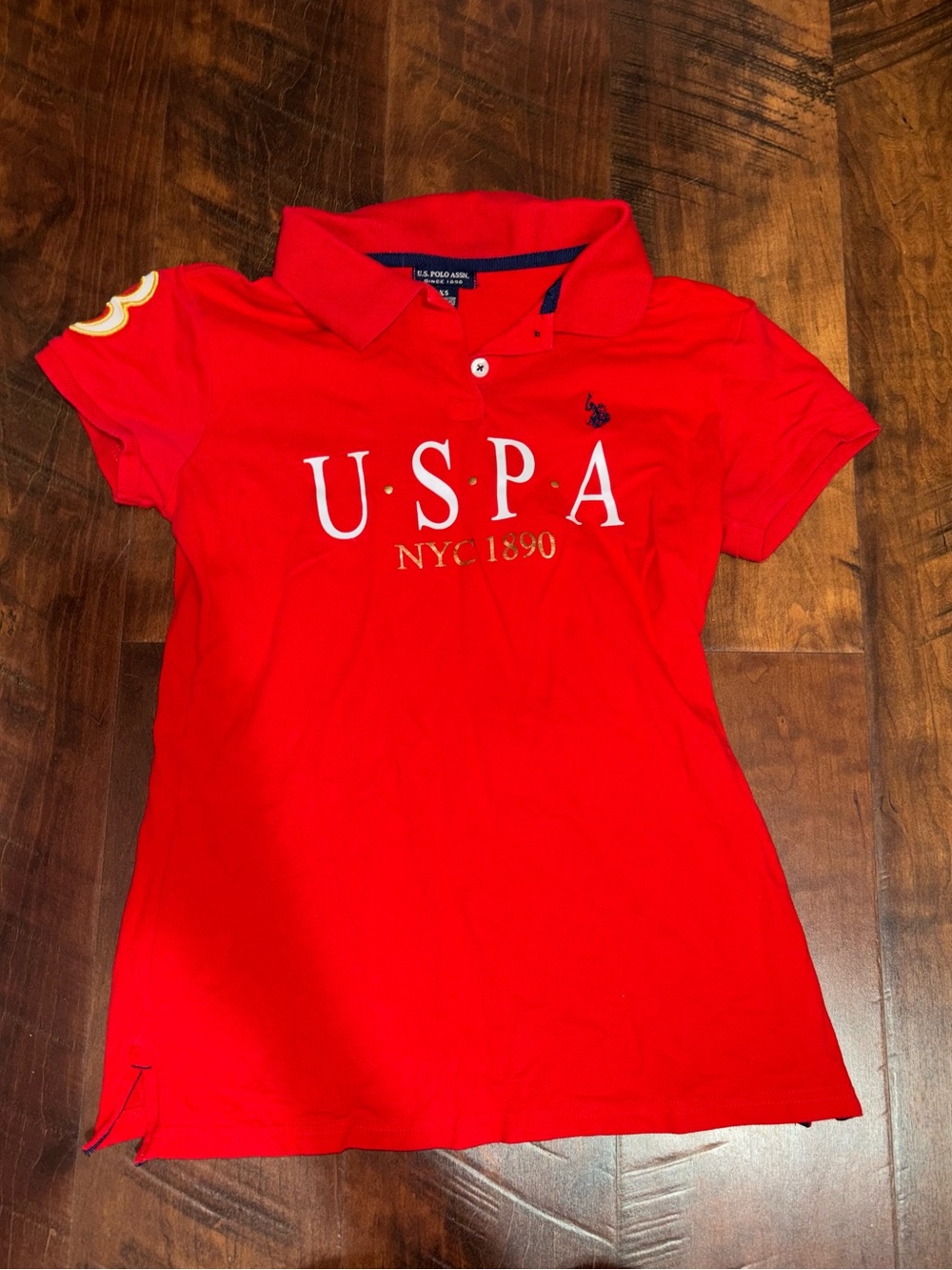 U.S. Polo Assn. Red Women's Polo with USPA NYC 1890 Logo